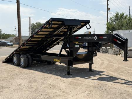 New 2026 Diamond T 8.5-25 Tandem Dual Gooseneck Tilting Deckover Equipment Hauler 24K GVWR