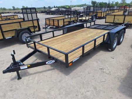 New 2027 AMO 76X16 Lowside Landscape Trailer W/Led Lights & Spring Assist Gate