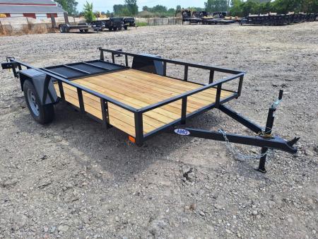 New 2027 AMO 76x12 Lowside Landscape Trailer W/Led Lights & Spring Assist Gate