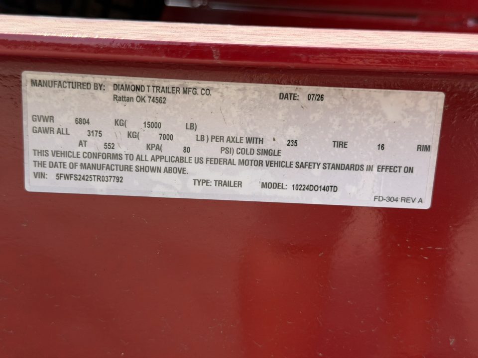 New 2026 Diamond T 8.5-24 Deckover TILT Equipment Hauler 15K GVWR