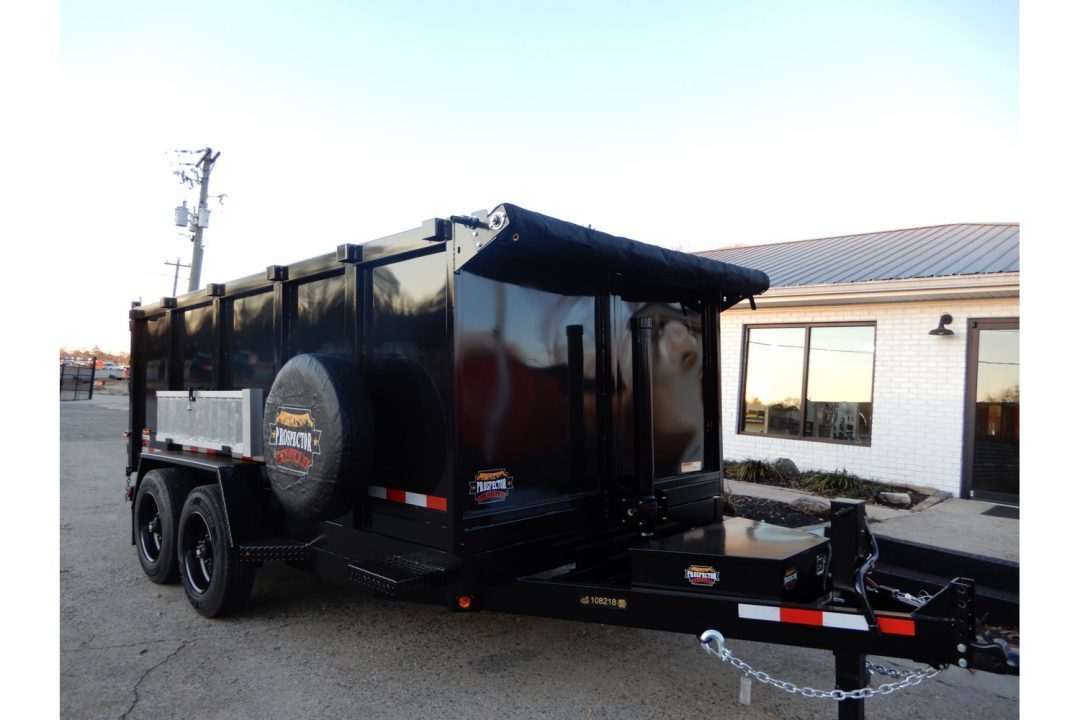 New 2027 Covered Wagon 7x14 Dump, 4' Sides, 8K Axles, Ramps, Tire, Spare
