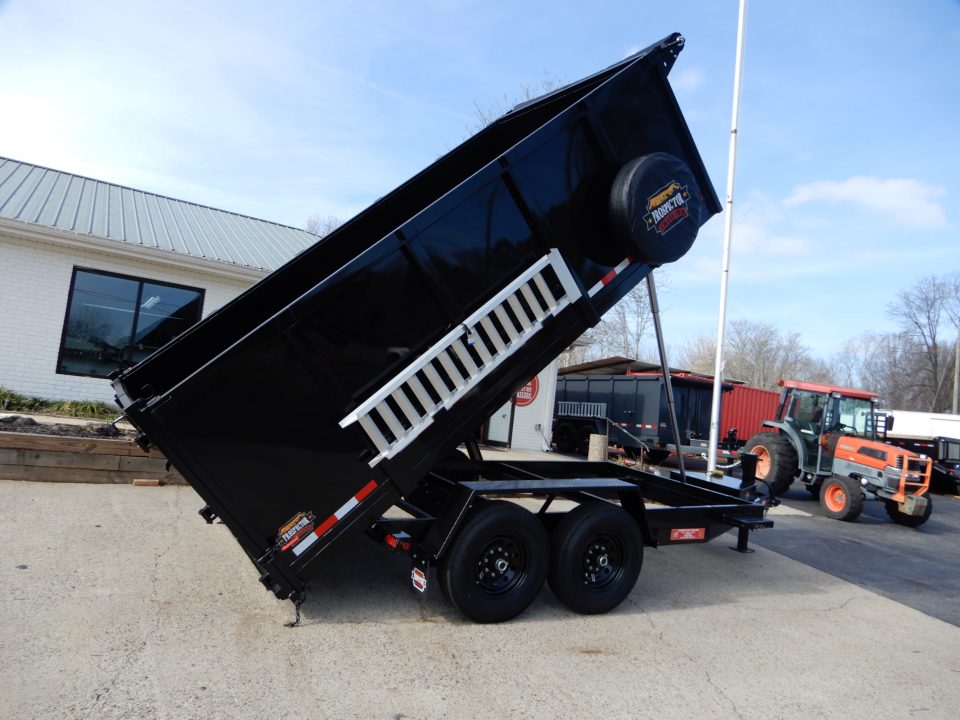 New 2027 Covered Wagon 7x14 Dump, 4' Sides, Ramps, Tarp & Spare