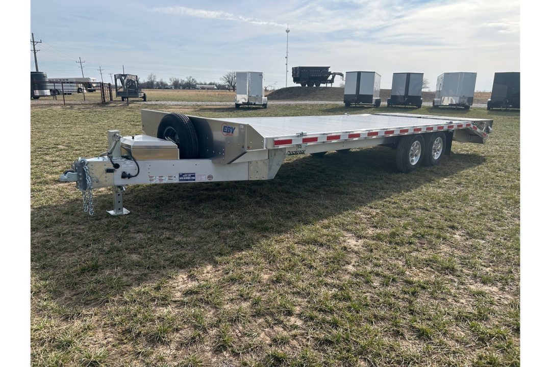 New 2026 EBY Trailers 102x24'6 Tandem 14K Aluminum Deckover w/ Max Ramps, Toolbox, & Spare Tire Deckover Trailer