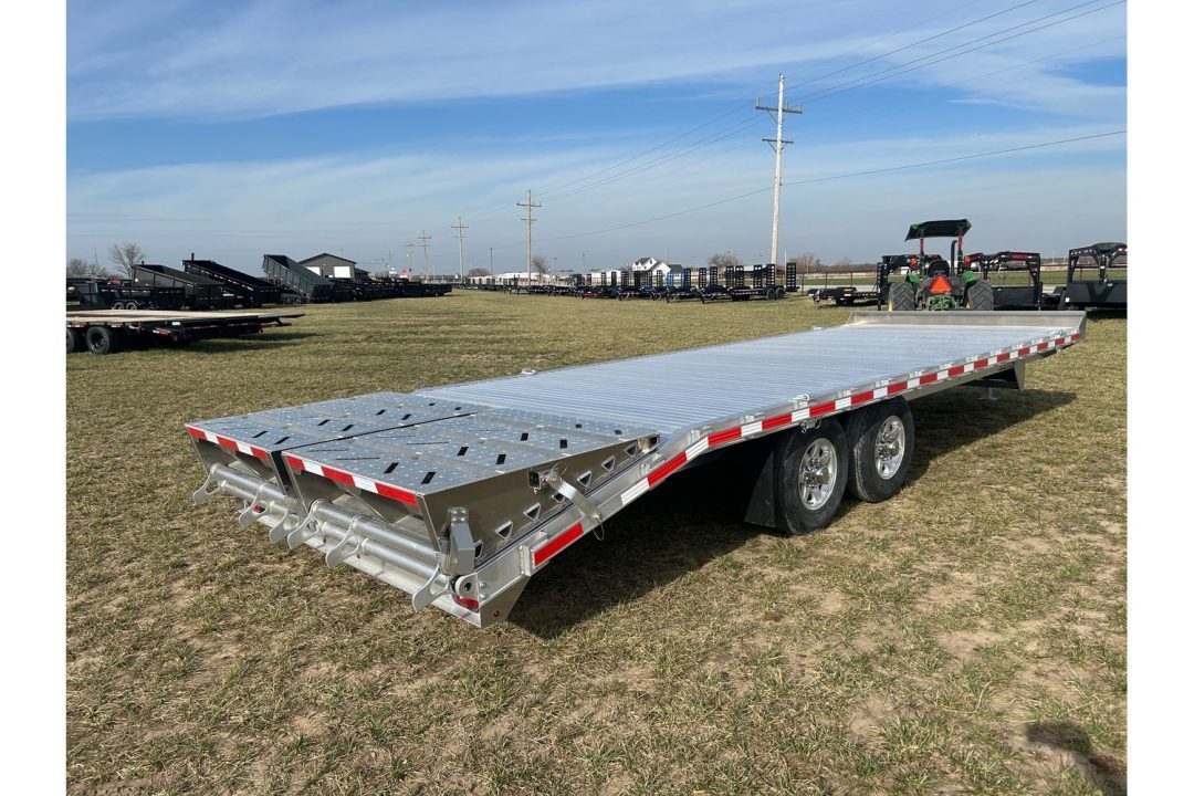 New 2026 EBY Trailers 102x24'6 Tandem 14K Aluminum Deckover w/ Max Ramps, Toolbox, & Spare Tire Deckover Trailer