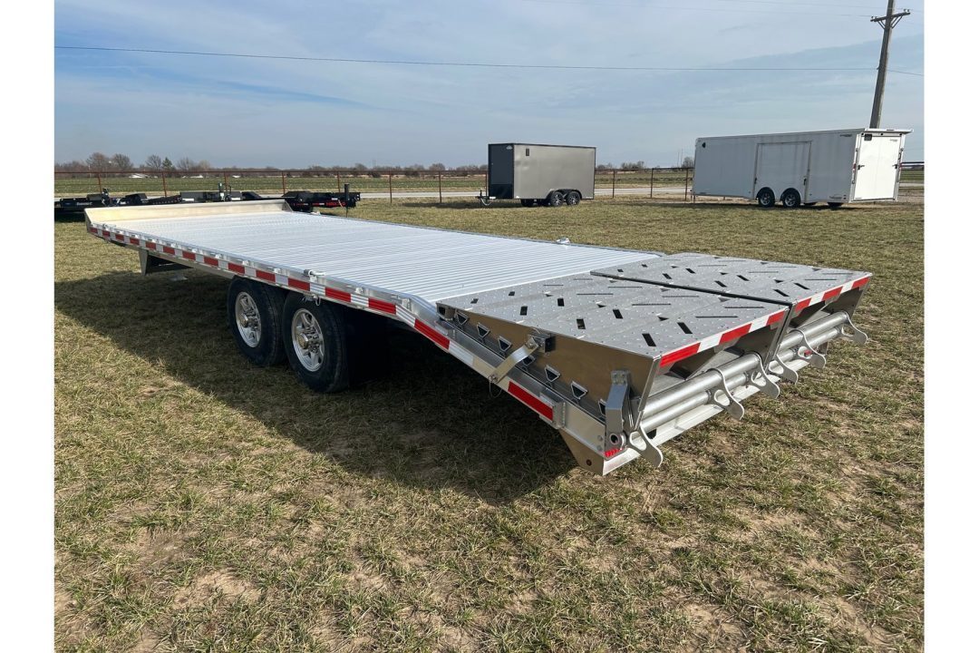 New 2026 EBY Trailers 102x24'6 Tandem 14K Aluminum Deckover w/ Max Ramps, Toolbox, & Spare Tire Deckover Trailer