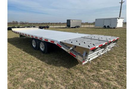 New 2026 EBY Trailers 102x24'6 Tandem 14K Aluminum Deckover w/ Max Ramps, Toolbox, & Spare Tire Deckover Trailer