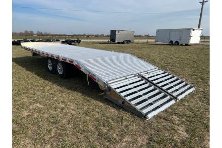 New 2026 EBY Trailers 102x24'6 Tandem 14K Aluminum Deckover w/ Max Ramps, Toolbox, & Spare Tire Deckover Trailer