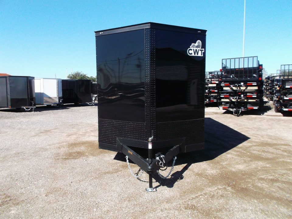 New 2027 Covered Wagon Trailers 7x14 Cargo Trailer / Enclosed Trailer / 7ft Interior / Extra Wide Ramp / 48" RV Side Door / .080 Black Poly Core Skin / Black Out Package / Rear Spoiler w/ LED Loading Lights