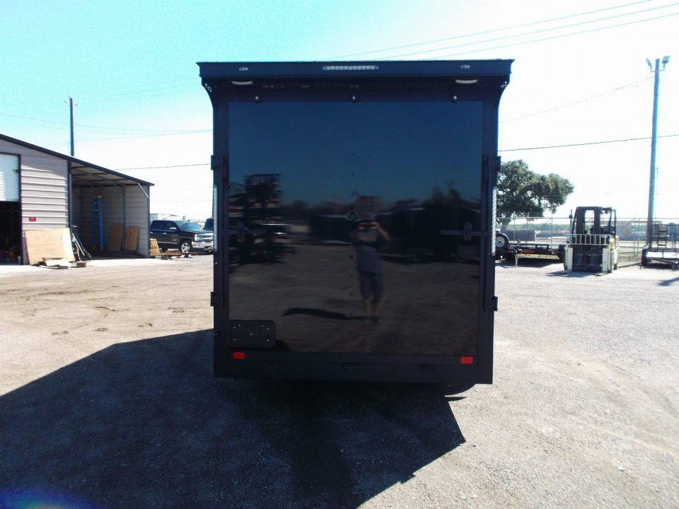 New 2027 Covered Wagon Trailers 7x14 Cargo Trailer / Enclosed Trailer / 7ft Interior / Extra Wide Ramp / 48" RV Side Door / .080 Black Poly Core Skin / Black Out Package / Rear Spoiler w/ LED Loading Lights