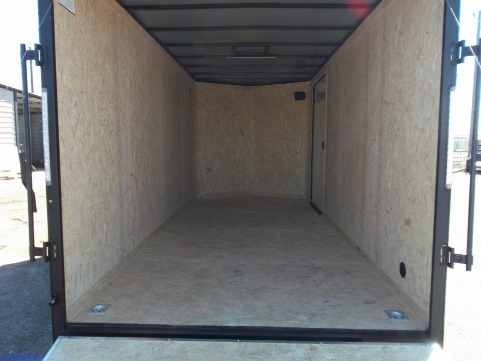 New 2027 Covered Wagon Trailers 7x14 Cargo Trailer / Enclosed Trailer / 7ft Interior / Extra Wide Ramp / 48" RV Side Door / .080 Black Poly Core Skin / Black Out Package / Rear Spoiler w/ LED Loading Lights