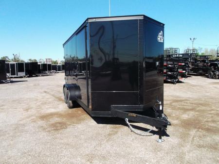 New 2027 Covered Wagon Trailers 7x14 Cargo Trailer / Enclosed Trailer / 7ft Interior / Extra Wide Ramp / 48" RV Side Door / .080 Black Poly Core Skin / Black Out Package / Rear Spoiler w/ LED Loading Lights