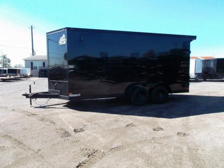 New 2027 Covered Wagon Trailers 7x14 Cargo Trailer / Enclosed Trailer / 7ft Interior / Extra Wide Ramp / 48" RV Side Door / .080 Black Poly Core Skin / Black Out Package / Rear Spoiler w/ LED Loading Lights