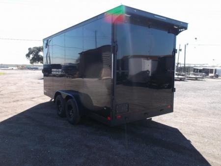 New 2027 Covered Wagon Trailers 7x14 Cargo Trailer / Enclosed Trailer / 7ft Interior / Extra Wide Ramp / 48" RV Side Door / .080 Black Poly Core Skin / Black Out Package / Rear Spoiler w/ LED Loading Lights