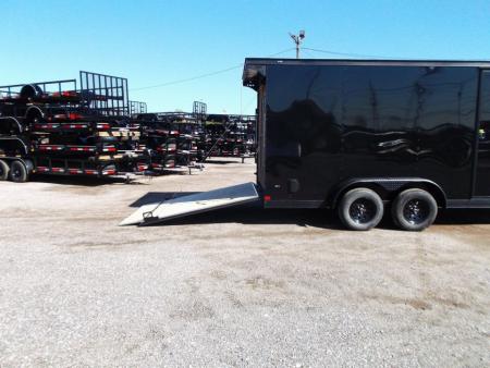 New 2027 Covered Wagon Trailers 7x14 Cargo Trailer / Enclosed Trailer / 7ft Interior / Extra Wide Ramp / 48" RV Side Door / .080 Black Poly Core Skin / Black Out Package / Rear Spoiler w/ LED Loading Lights