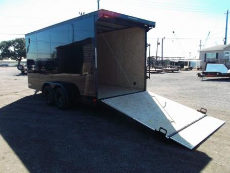 New 2027 Covered Wagon Trailers 7x14 Cargo Trailer / Enclosed Trailer / 7ft Interior / Extra Wide Ramp / 48" RV Side Door / .080 Black Poly Core Skin / Black Out Package / Rear Spoiler w/ LED Loading Lights