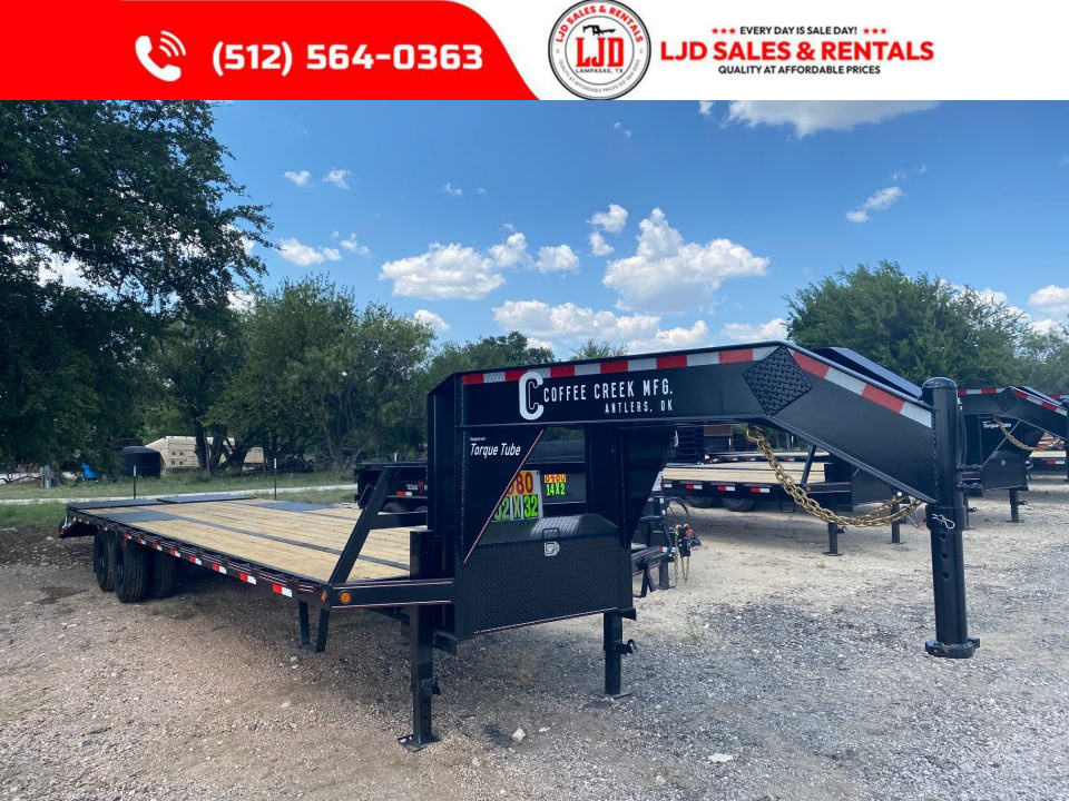 New 2027 Coffee Creek 102  x 32' Flatbed Trailer - 25900 GVWR - Mega Ramps