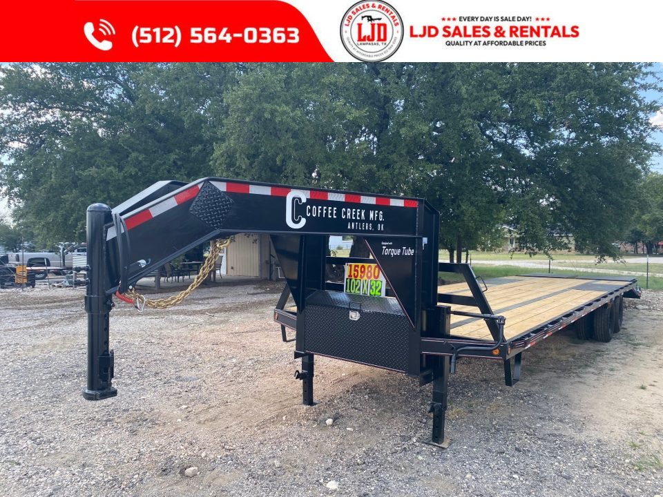 New 2027 Coffee Creek 102" x 32' Flatbed Trailer - 25900 GVWR - Mega Ramps