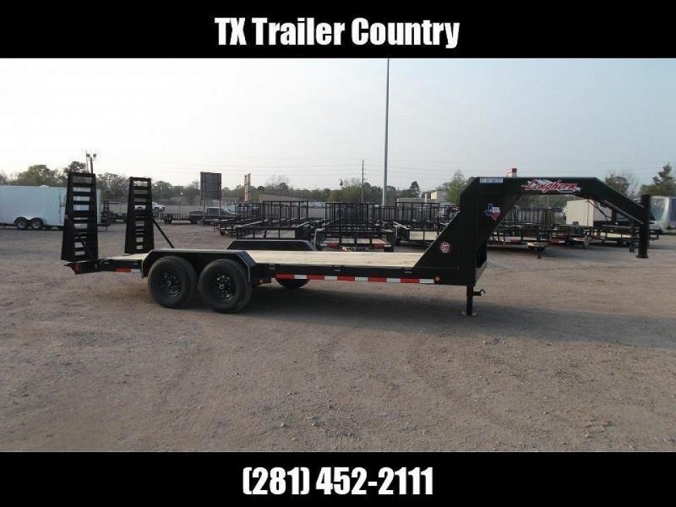 New 2026 Longhorn Trailers 83x20 Gooseneck 14K Car Hauler / Equipment Trailer / Flat Deck / 7000# Axles / 10K Jack / LEDs / 2ft Dovetail / 5ft HD Stow Away Ramps