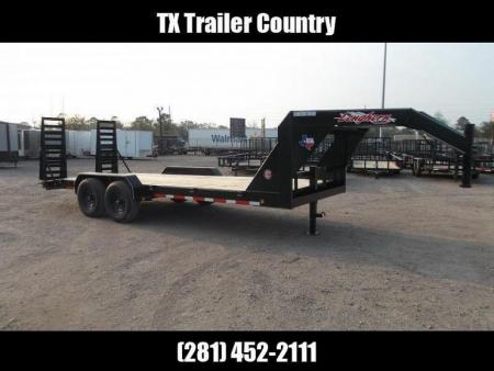 New 2026 Longhorn Trailers 83x20 Gooseneck 14K Car Hauler / Equipment Trailer / Flat Deck / 7000# Axles / 10K Jack / LEDs / 2ft Dovetail / 5ft HD Stow Away Ramps