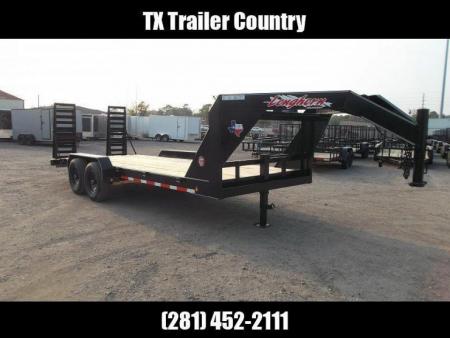 New 2026 Longhorn Trailers 83x20 Gooseneck 14K Car Hauler / Equipment Trailer / Flat Deck / 7000# Axles / 10K Jack / LEDs / 2ft Dovetail / 5ft HD Stow Away Ramps
