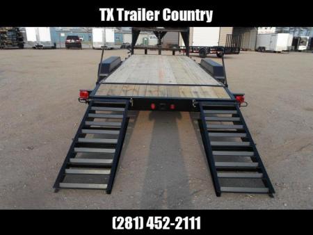 New 2026 Longhorn Trailers 83x20 Gooseneck 14K Car Hauler / Equipment Trailer / Flat Deck / 7000# Axles / 10K Jack / LEDs / 2ft Dovetail / 5ft HD Stow Away Ramps