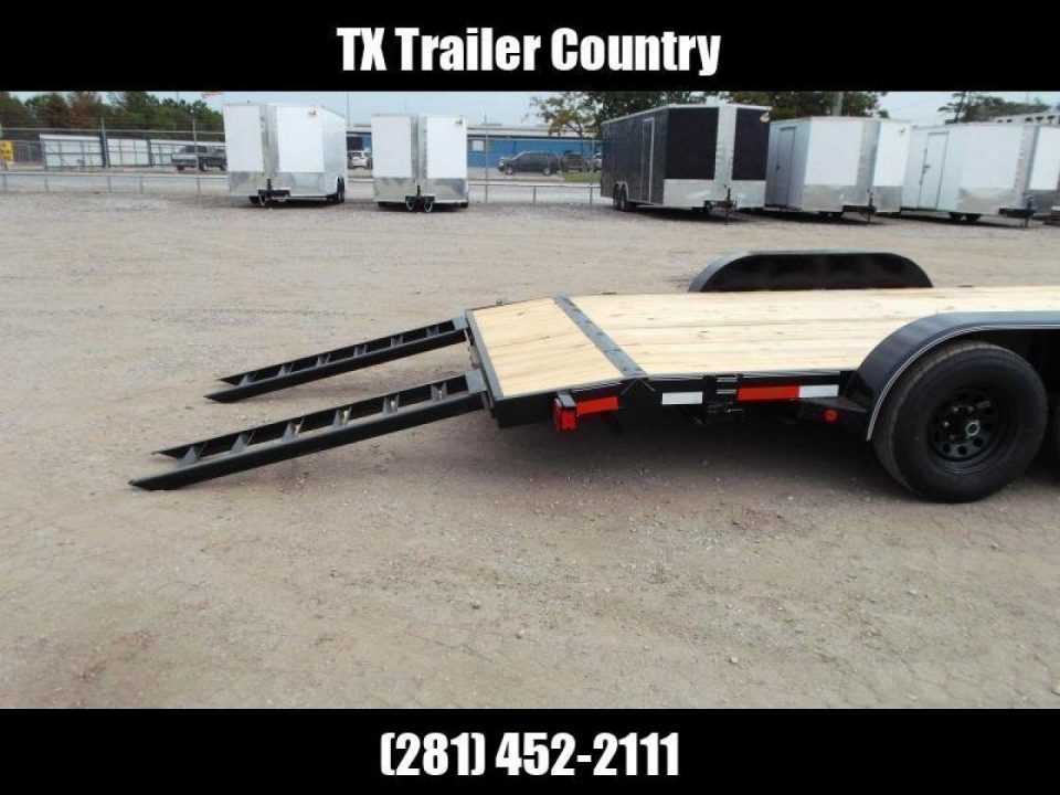 New 2026 Longhorn Trailers 83x20 10K Car Hauler / Racing Trailer / Flat Deck / 5200# Axles / 7K Jack / 2ft Dovetail / 5ft C-Channel Ramps / LED Lights