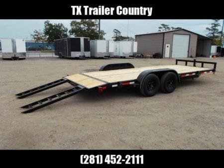 New 2026 Longhorn Trailers 83x20 10K Car Hauler / Racing Trailer / Flat Deck / 5200# Axles / 7K Jack / 2ft Dovetail / 5ft C-Channel Ramps / LED Lights