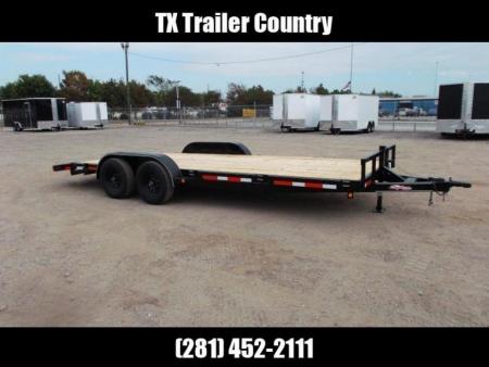 New 2026 Longhorn Trailers 83x20 10K Car Hauler / Racing Trailer / Flat Deck / 5200# Axles / 7K Jack / 2ft Dovetail / 5ft C-Channel Ramps / LED Lights