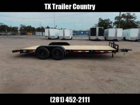 New 2026 Longhorn Trailers 83x20 10K Car Hauler / Racing Trailer / Flat Deck / 5200# Axles / 7K Jack / 2ft Dovetail / 5ft C-Channel Ramps / LED Lights