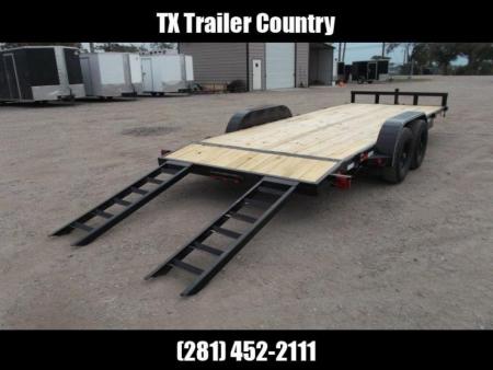 New 2026 Longhorn Trailers 83x20 10K Car Hauler / Racing Trailer / Flat Deck / 5200# Axles / 7K Jack / 2ft Dovetail / 5ft C-Channel Ramps / LED Lights