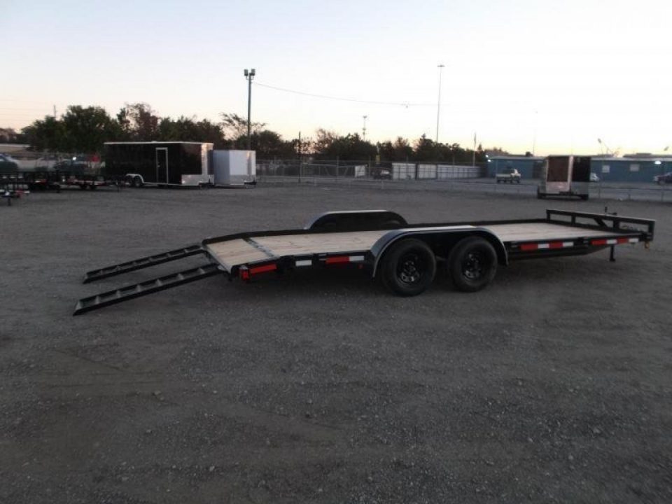 New 2026 Longhorn Trailers 83x20 7K Car Hauler / Racing Trailer / 2ft Dovetail / 5ft Stow Away Ramps / Brakes / LED Lights