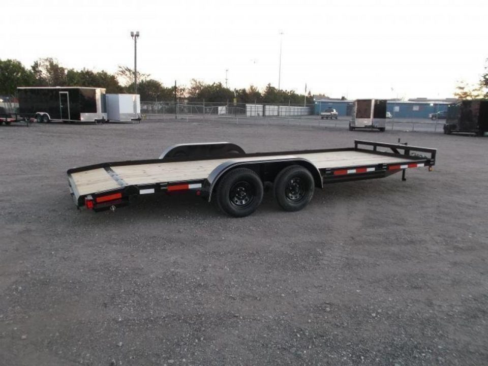 New 2026 Longhorn Trailers 83x20 7K Car Hauler / Racing Trailer / 2ft Dovetail / 5ft Stow Away Ramps / Brakes / LED Lights
