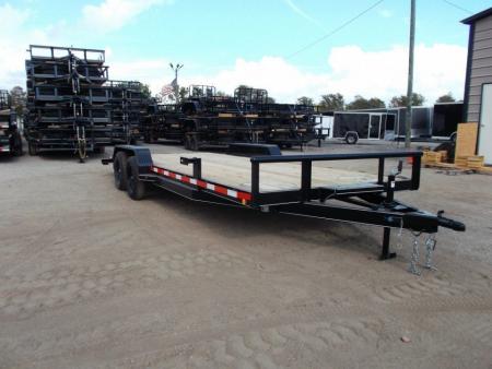 New 2027 J&C Trailers 83x20 7K Car Hauler / Racing Trailer / 2ft Steel Dovetail / 5ft Stow Away Ramps / Electric Brakes / LED Lights / Winch Plate