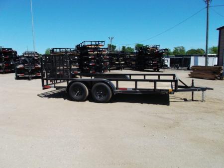 New 2027 J&C Trailers 77x16 Utility Trailer / Lowboy Trailer / 4ft Ramp Gate / Electric Brakes / 2" Bulldog Coupler
