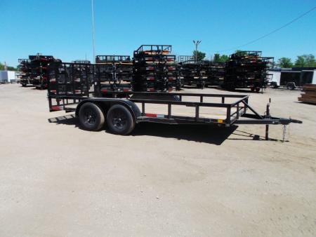 New 2027 J&C Trailers 83x16 Utility Trailer / Lowboy Trailer / 4ft Ramp Gate / Electric Brakes / 2" Bulldog Coupler