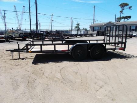 New 2027 J&C Trailers 83x16 Utility Trailer / Lowboy Trailer / 4ft Ramp Gate / Electric Brakes / 2  Bulldog Coupler