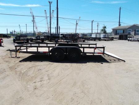 New 2027 J&C Trailers 83x16 Utility Trailer / Lowboy Trailer / 4ft Ramp Gate / Electric Brakes / 2" Bulldog Coupler