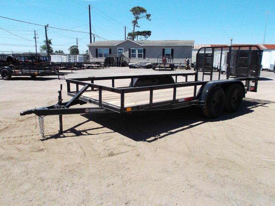New 2027 J&C Trailers 83x16 Tandem Utility Trailer / Lowboy Trailer / 4ft Ramp Gate / 2" Bulldog Coupler