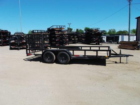 New 2027 J&C Trailers 83x16 Tandem Utility Trailer / Lowboy Trailer / 4ft Ramp Gate / 2" Bulldog Coupler