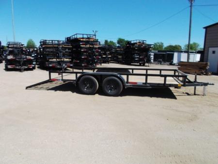 New 2027 J&C Trailers 83x16 Tandem Utility Trailer / Lowboy Trailer / 4ft Ramp Gate / 2" Bulldog Coupler
