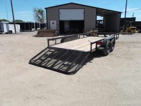 New 2027 J&C Trailers 83x16 Tandem Utility Trailer / Lowboy Trailer / 4ft Ramp Gate / 2" Bulldog Coupler