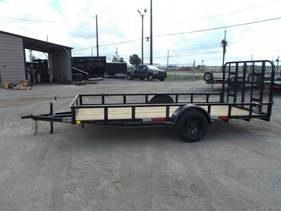 New 2027 J&C Trailers 77x14 Utility Trailer / UTV Trailer / C-Channel Wrap Tongue / 2" Bulldog Coupler / 4ft Ramp Gate / Electric Brakes