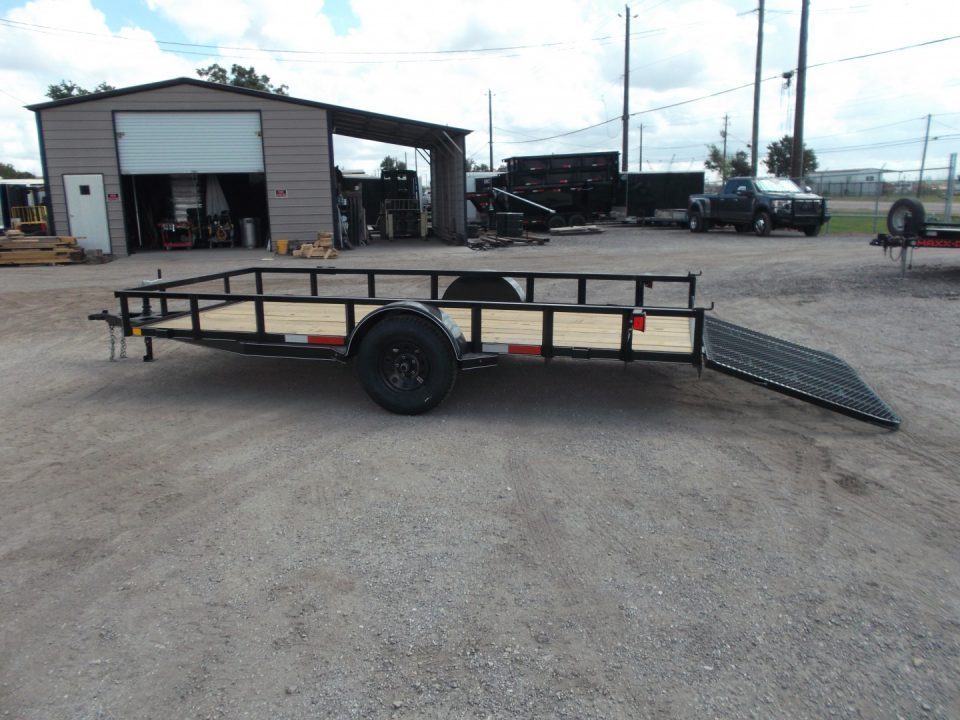 New 2027 J&C Trailers 77x14 Utility Trailer / UTV Trailer / C-Channel Wrap Tongue / 2" Bulldog Coupler / 4ft Ramp Gate / Electric Brakes