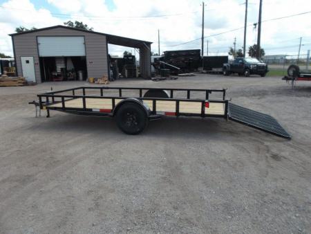 New 2027 J&C Trailers 77x14 Utility Trailer / UTV Trailer / C-Channel Wrap Tongue / 2" Bulldog Coupler / 4ft Ramp Gate / Electric Brakes