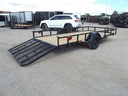 New 2027 J&C Trailers 77x14 Utility Trailer / UTV Trailer / C-Channel Wrap Tongue / 2" Bulldog Coupler / 4ft Ramp Gate / Electric Brakes