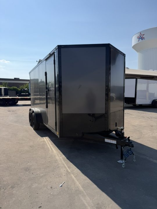 New 2026 Sawyer Trailers 16'x7' Grey Blackout Cargo / Enclosed Trailer