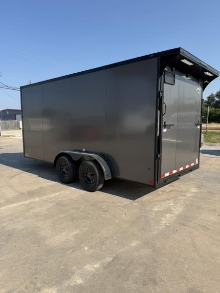 New 2026 Sawyer Trailers 16'x7' Grey Blackout Cargo / Enclosed Trailer