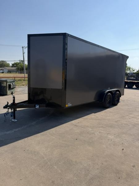 New 2026 Sawyer Trailers 16'x7' Grey Blackout Cargo / Enclosed Trailer