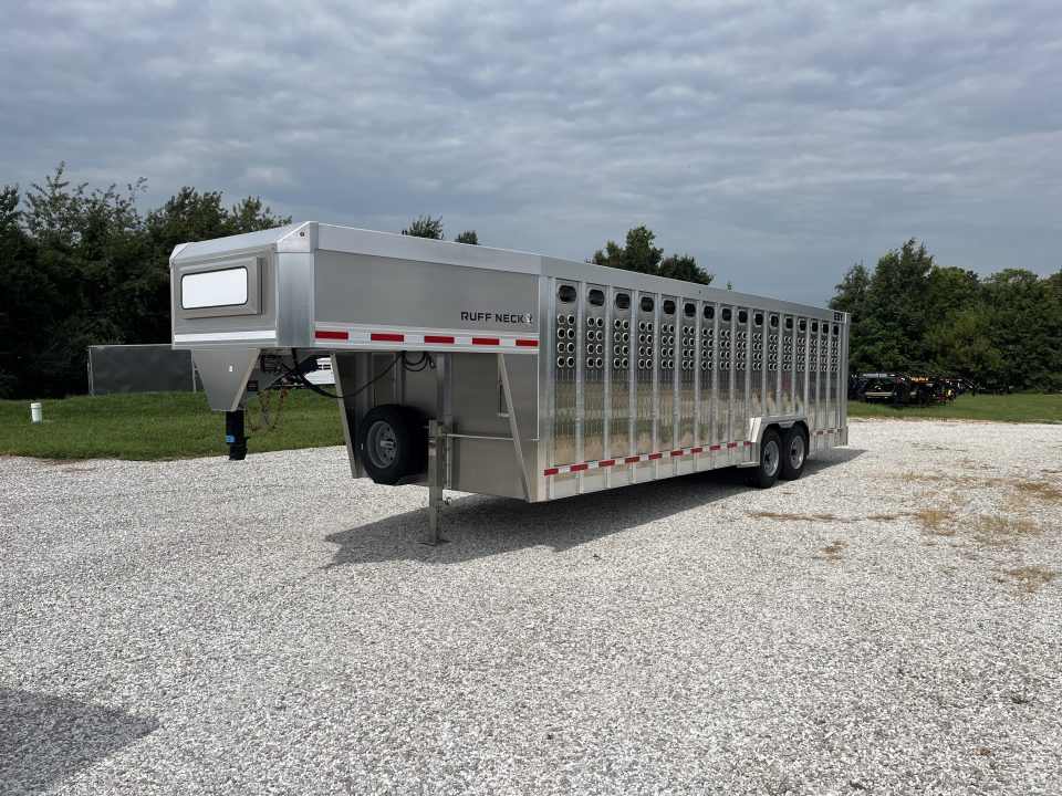 New 2027 EBY Trailers TANDEM GN RUFF NECK LIVESTOCK W/ PUNCH SIDES/ ROLLING GATE/ REAR SLIDER/ 8X26