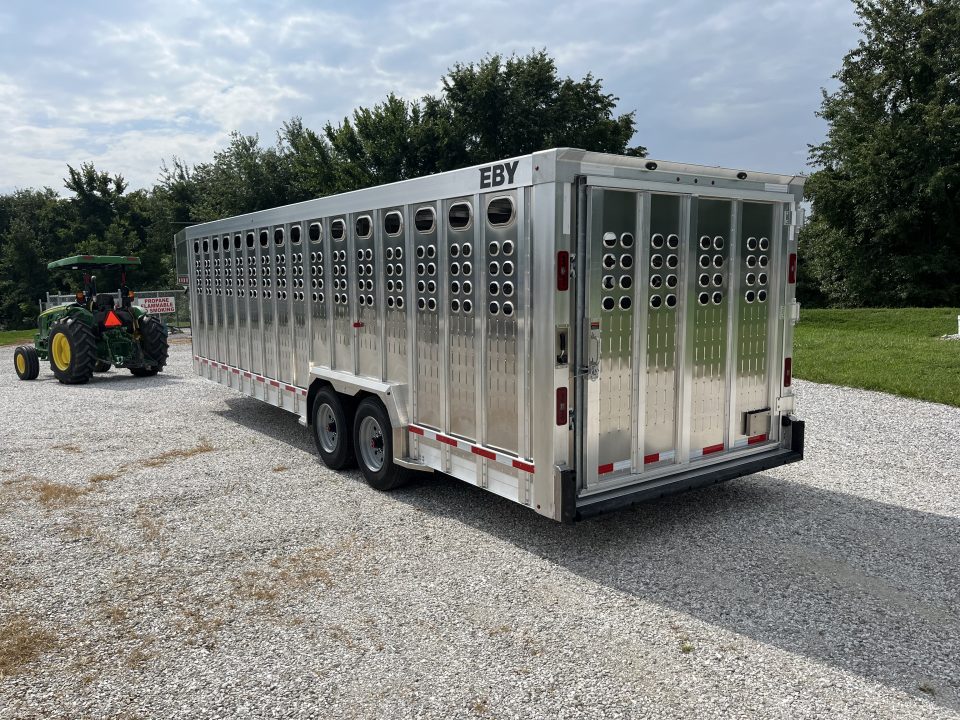 New 2027 EBY Trailers TANDEM GN RUFF NECK LIVESTOCK W/ PUNCH SIDES/ ROLLING GATE/ REAR SLIDER/ 8X26